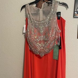 Two piece coral prom dress